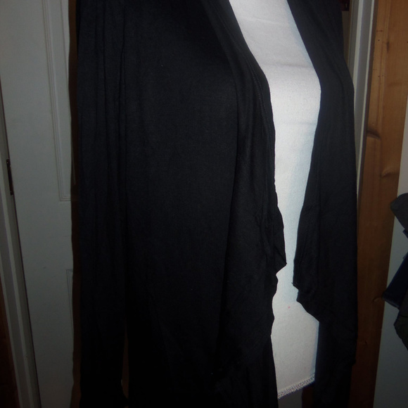 Black Open Front Drape Front Cardigan - Picture 3 of 5